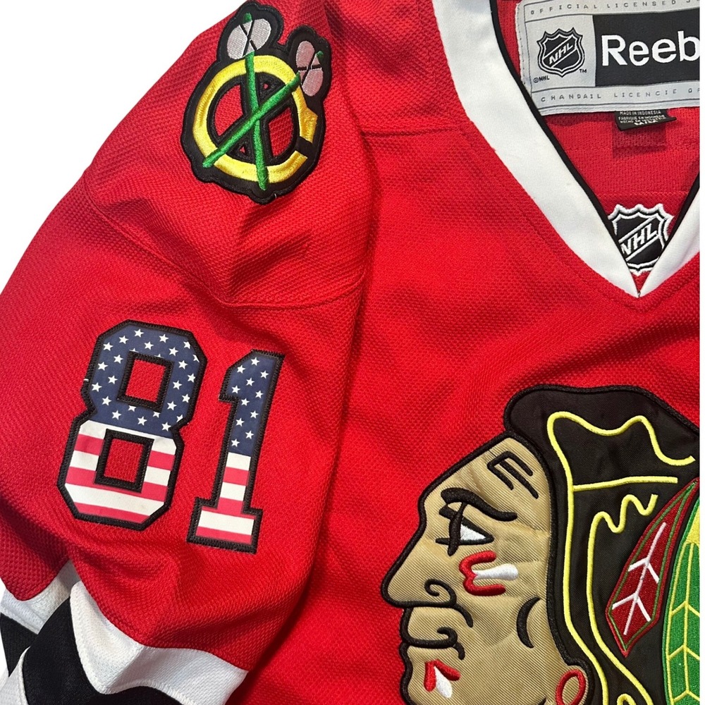 Reebok Chicago Blackhawks NHL Jersey Mens Medium Red‎ Marian Hossa 81 Patriotic
